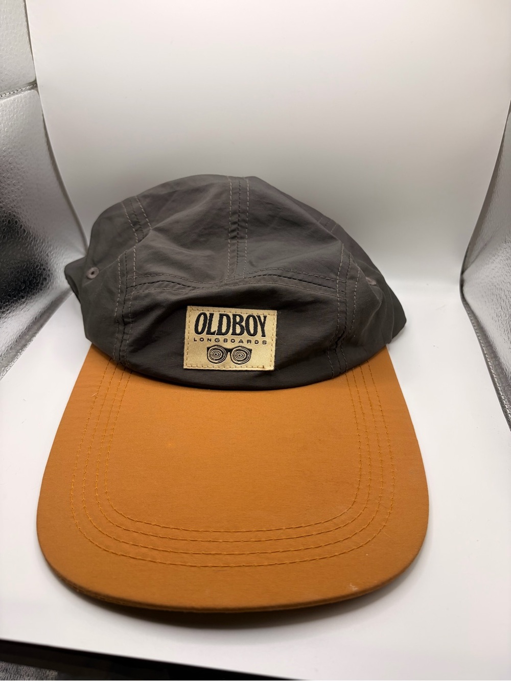 Two-Tone Five-Panel Cap — Gray Crown & Rust Brim